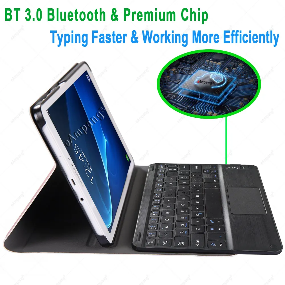 Custodia con tastiera Touchpad Samsung Galaxy Tab A 10.1 2016 T580 T585 SM-T580 SM-T585 Cover in pelle Pu Stacca tastiera magnete