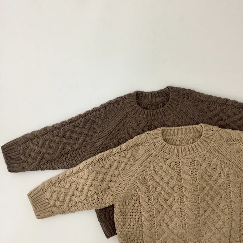 Детский свитер осень и сплошной цвет пуловер детская одежда для мальчиков девушки толстая девушка одежда 210515