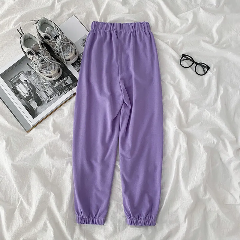 Haft spodnie dresowe damskie spodnie ścieżki joggers casual luźne rasy kobiece dresy streetwear spodnie mody 210422