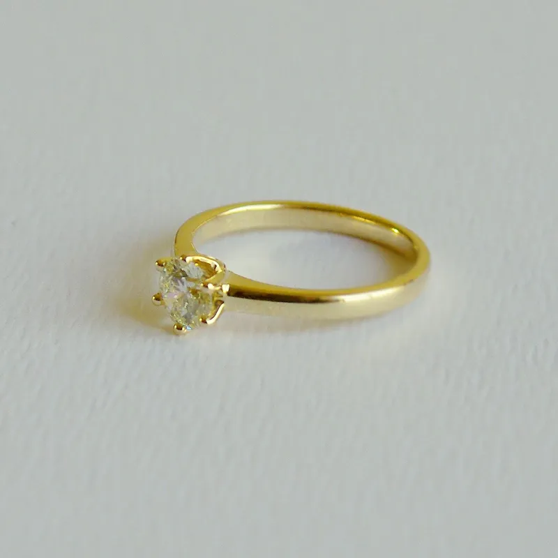Allocations de mariage en or jaune 5 5 mm Lab Diamond Stone Classic Luxury Six Claw 925 Anneau d'argent pour femmes Bijoux de mode de fiançailles R04307F