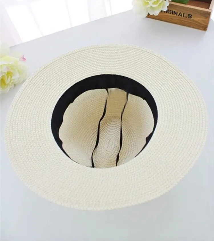 Verão floppy palha praia chapéus de sol para mulheres clássico aba larga chapéu panamá sombrero paja chapeau femme paille ete chapeu feminino2770