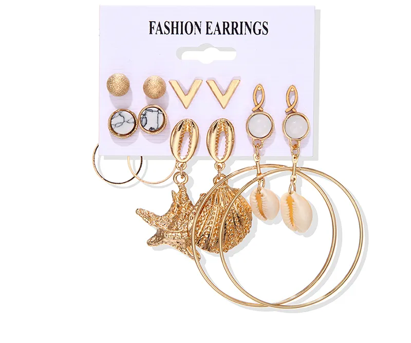 Boucles d'oreilles pour femmes ensemble gland perle boucle d'oreille femmes bohème mode bijoux 2021 géométrique kolczyki cerceau boucle d'oreille