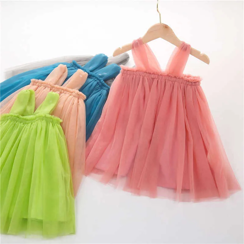 Vestidos infantiles para niñas de 1 a 6 años, vestido de fiesta con tutú de malla y tirantes de princesa, G1026