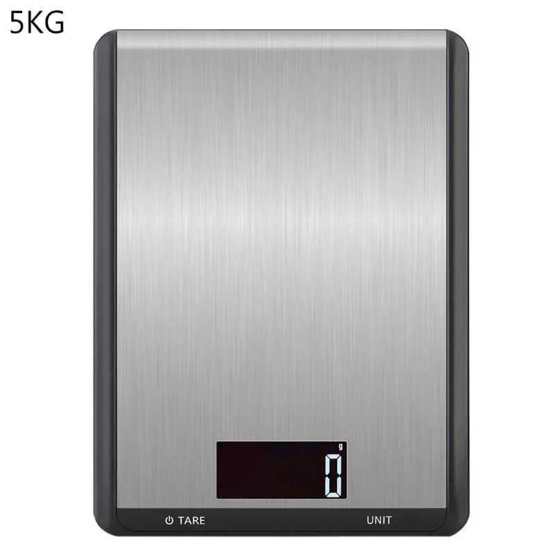 Grande escala de cozinha eletrônica de aço inoxidável 5KG 10KG 1G Slim Baking Scales 210728