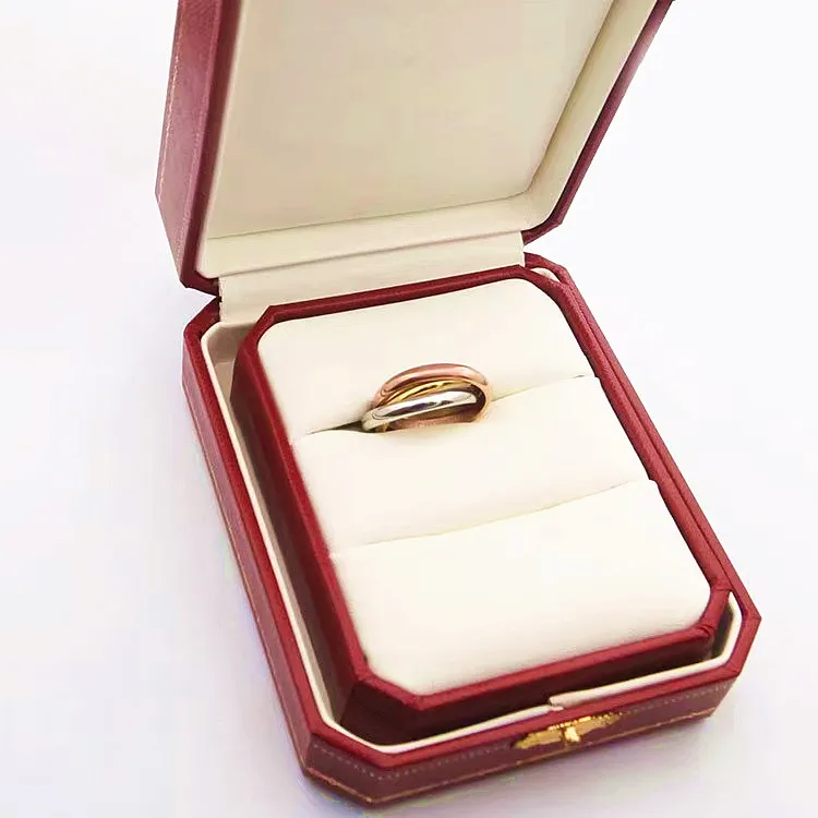 Band Liebe Glaube Hoffnung Dreifach ineinandergreifende Verlobungsringe für Frauen Edelstahl Ehering Versprechen Geschenk mit Staubbeutel3025