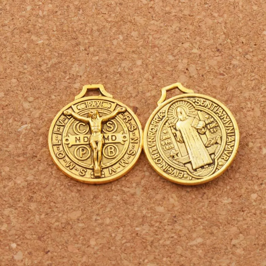 In lega Jesus Benedict Medice Medal Crocifisso Croce Croce Pendenti in bronzo in oro d'argento antico 24x21mm L1658 Risultati dei gioielli compone263a