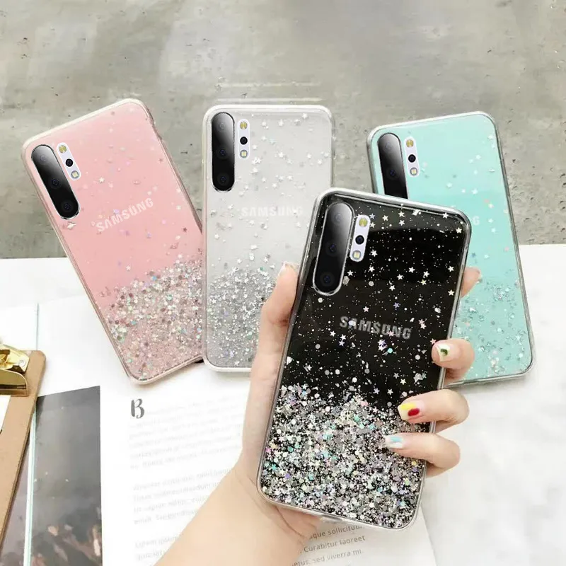 Gradiente Glitter Star Custodie cellulari Samsung A52 A72 A51 A71 F62 A42 A32 S20 FE S21 S10 S9 S8 Plus Nota 20 10 Copertina morbida