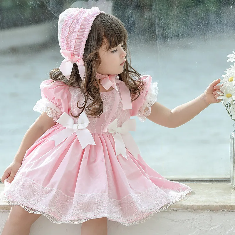 Bébé fille vêtements espagnols enfants Lolita robe de princesse dentelle Robe royale pour fille 2021 Robe d'été enfant en bas âge robe florale 2-10 ans 210331