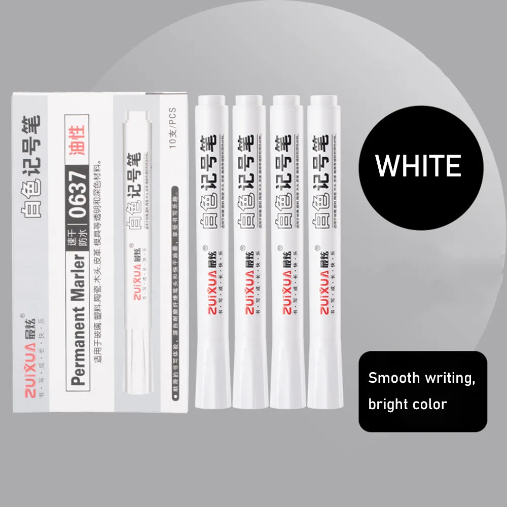 0637 Oily Waterproof White Marker Pen Graffiti Pens Permanent Gel Pencil Tire Painting Tyre Tread Environmental Pen Rotulador Blanco Resistente Al Agua Aceitoso