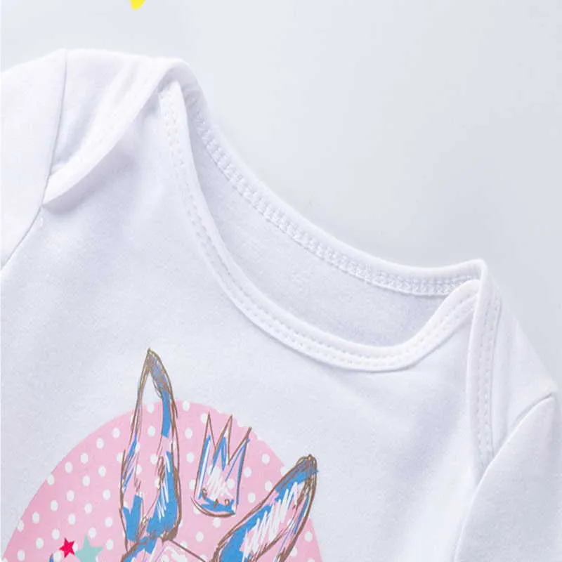Wholesale Пасхальные Одежда Детская Девушка 3-х частей Упл хлопчатобумажный кролик с длинным рукавом Боди + TUTU + для волос Симпатичные наряды E905 210610