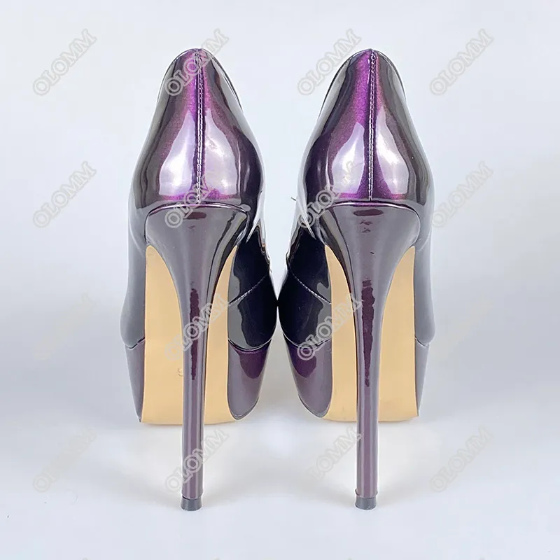 Rontic Frauen Frühling Herbst wasserdichte Pumpen Sexy Stiletto High Heel Runde Kappe Wunderschöne Lila Party Schuhe Frauen Plus UNS Größe 5-15