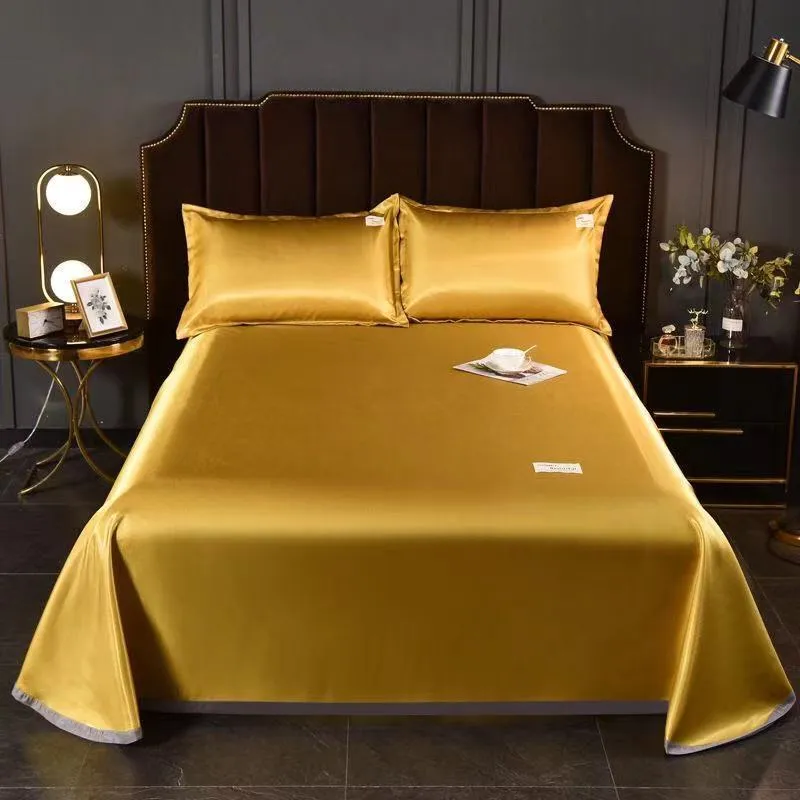 Drap de lit en soie d'été Literie de haute qualité Textile Climatisation Grande taille Double King Couvre-lit avec taie d'oreiller F0497 210420