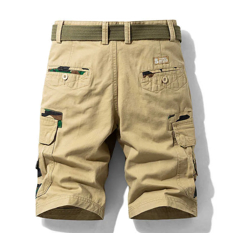 Chaifenko Mens Summer Cotton Cargo Spodenki Army Tactical Spodnie Luźne Work Casual Multi-Pocket Wojskowych mężczyzn 210716