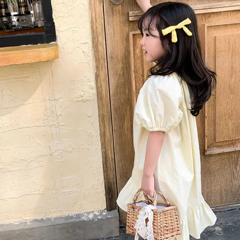 Summer Girls Dress Korean Style Sweet Lotus Leaf Beach Lady's Baby Kids Clothes Children'S Clothing 210625