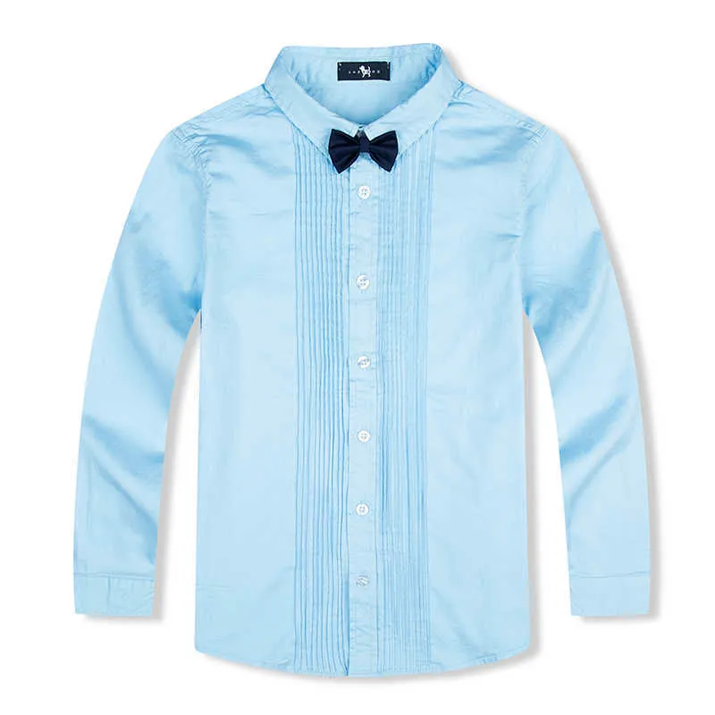 En vente enfants garçons chemises de style européen et américain solide 100% coton enfants pour 4-13 ans Kid Wear 210713