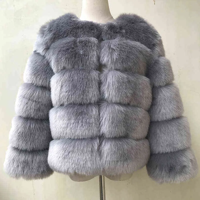 hjqjljls冬のファッション女性のフェイクの毛皮のコート女性の黒いエレガントなふわふわの暖かい人工毛皮のジャケットの上着211110