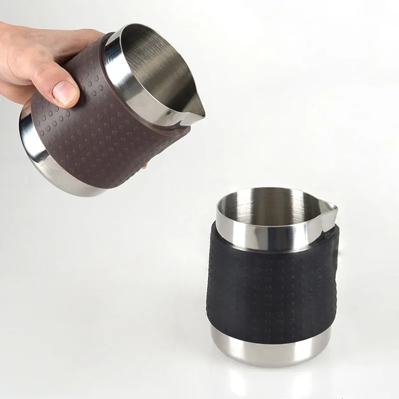 Frothing Coffee Pitcher Pull Flower Cup Stainless Steel Milk Mugs Frother Espresso Cappuccino Jug 210423307F