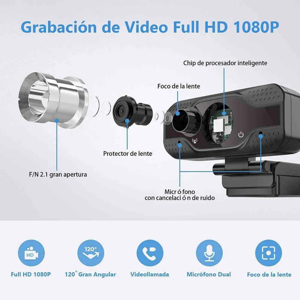Web 4K complet avec microphone intégré 3D DNR 1080P HD Ordinateur PC Caméra Pilote USB Webcam vidéo gratuite