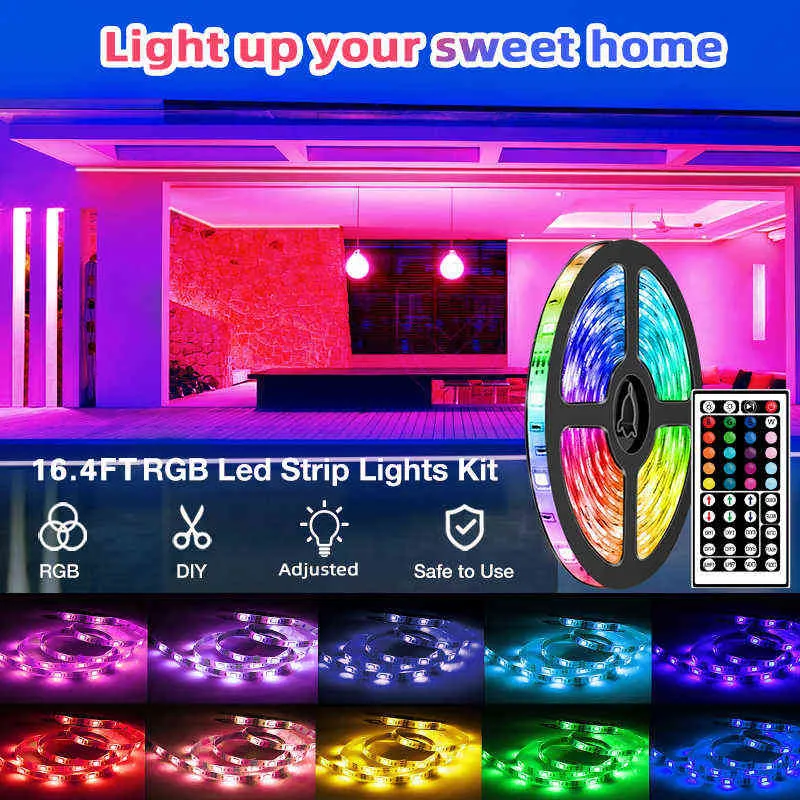 5M 10M 5050 RGB LED-Streifenlicht KEIN wasserdichtes Diodenband 5M flexibles LED-Band mit AdapterIR-Fernbedienung oder Bluetooth-kompatibel W225835525