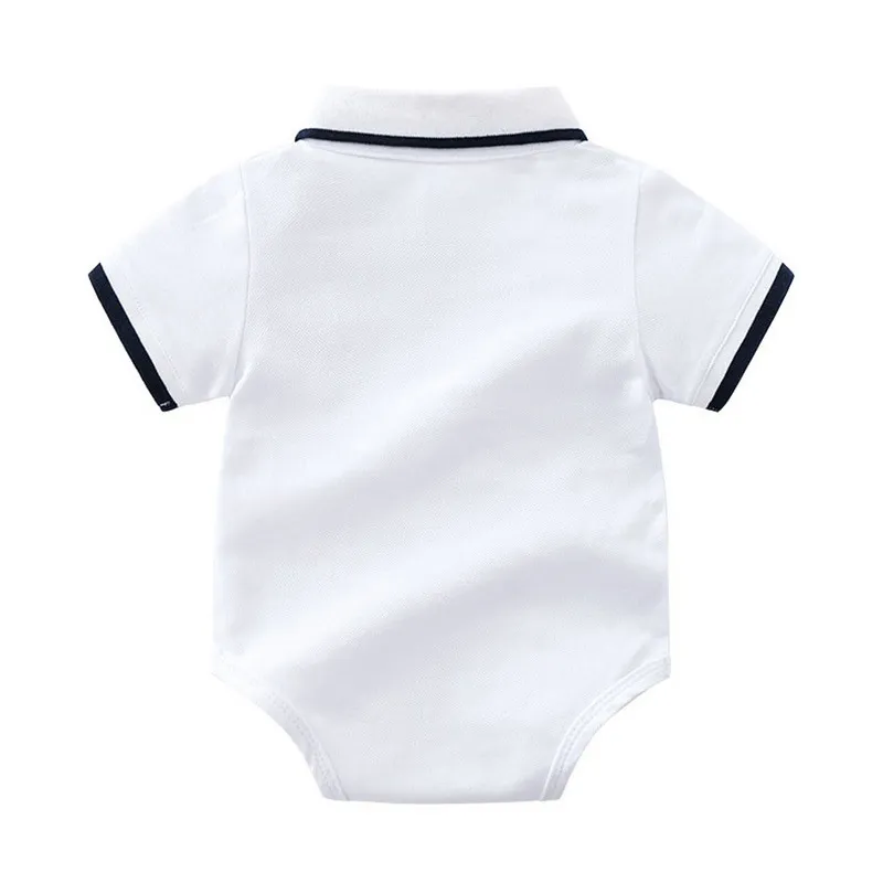 Tuta da bambino Summer Short Pagliaccetto con risvolto Bottone Toddler Cute kid Clothes 210515