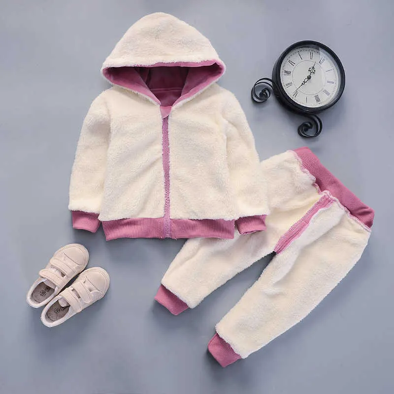 Kış Kalın Sıcak Kızlar Giyim Seti Peluş Pamuk Suit Için Bebek Kız Ağır Dayanıklı Şiddetli Soğuk Toddler Çocuk Giysileri X0902