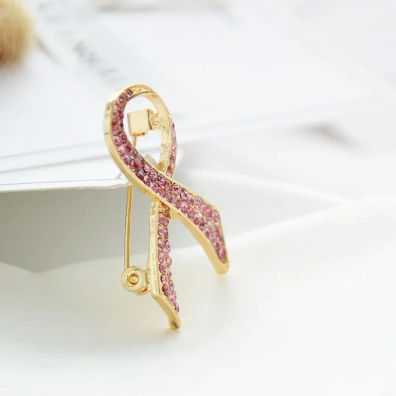 Pink Rhinestone Bottie Spettame il carcinoma mammario del nastro con perno di consapevolezza spilla spillo Pinlapel Pinlapel Badge gioielli8548726