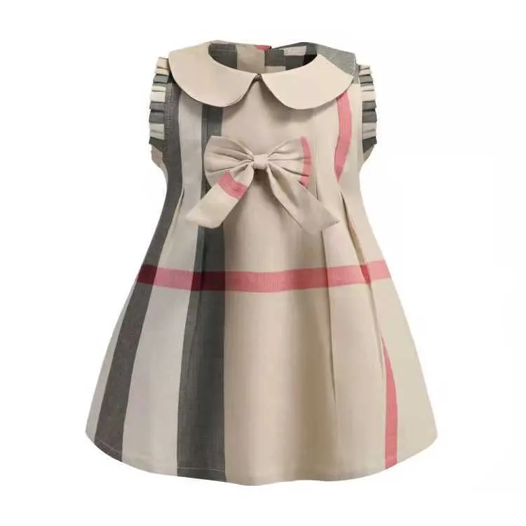 여자 드레스 아이 라펠 베이비 칼리지 짧은 슬리브 주름 셔츠 치마 캐주얼 디자이너 옷 아이 옷 아기 드레스 3843704