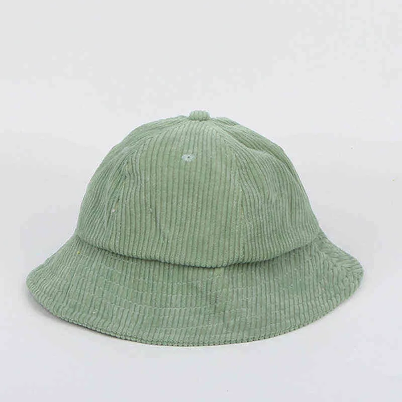 2021 Four Seasons Corduroy Solid Color Bucket Hat Rybak Kapelusz Plenerowy Kapelusz Słońce Czapka Dla Dzieci Chłopcy i Dziewczyny 04 Y220301