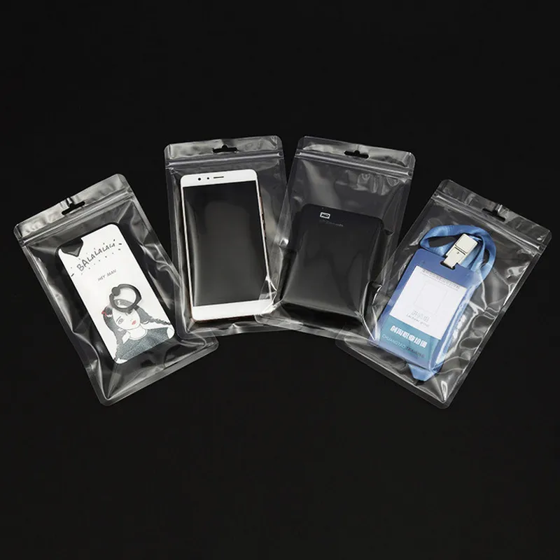 Transparent Self Seal Small Plastic Zipper Lock Packing Bag with Hang Hole Clear Phone Case Package Zipper Pouch Bags