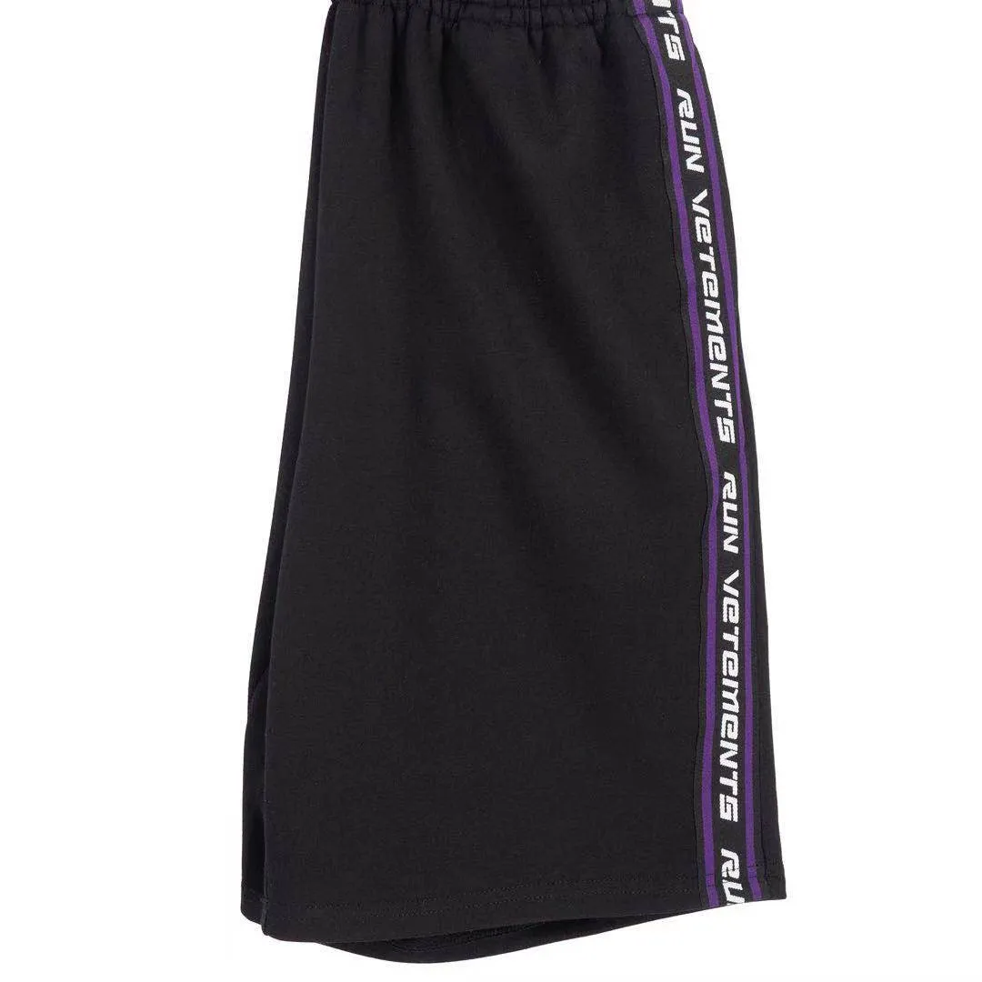 Casual Side Striped Shorts Men Kvinnor Högkvalitativ Svart Grön Logo Tape Terry Cotton Breeches