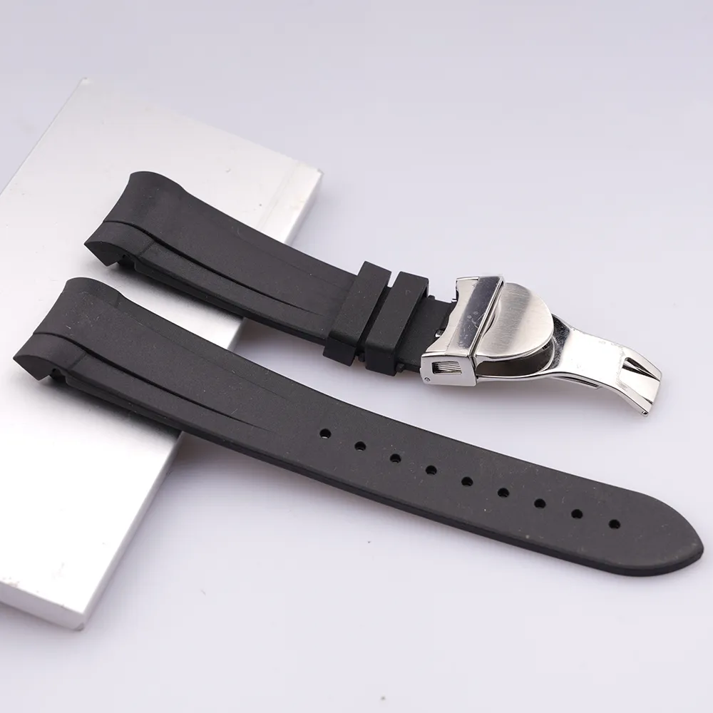 22mm Curved End Silicone Rubber Watch Band Straps Bracelets For Black Bay3066655