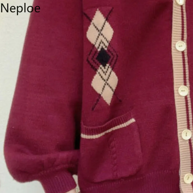 Japansk tröja Kvinnor Preppy Style Stickad Cardigan Oversized Outwear Broderi Sueter Coat Chic Winter Clothes 4F579 210422