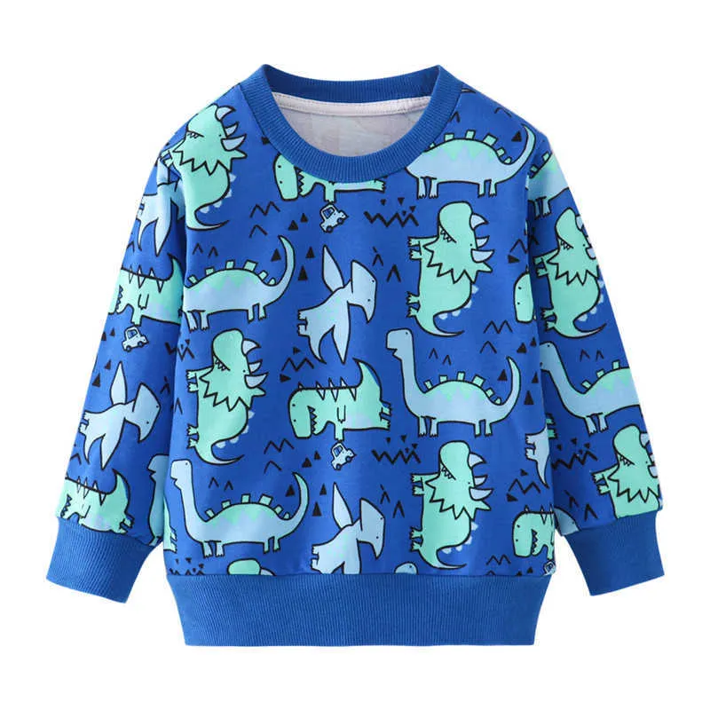 Jumping Meters Arrival Boys Sweaters for Autumn Spring Baby Cotton Clothes Animals Printed Top Dinosaurs Sweatshirts Boy 210529