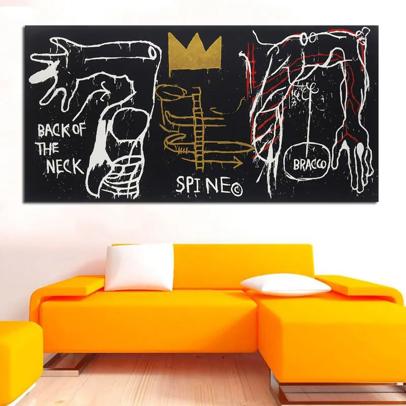 Sälj Basquiat Graffiti Art Canvas Målning Väggkonst Bilder för vardagsrummet Moderna dekorativa bilder233v214T1242607