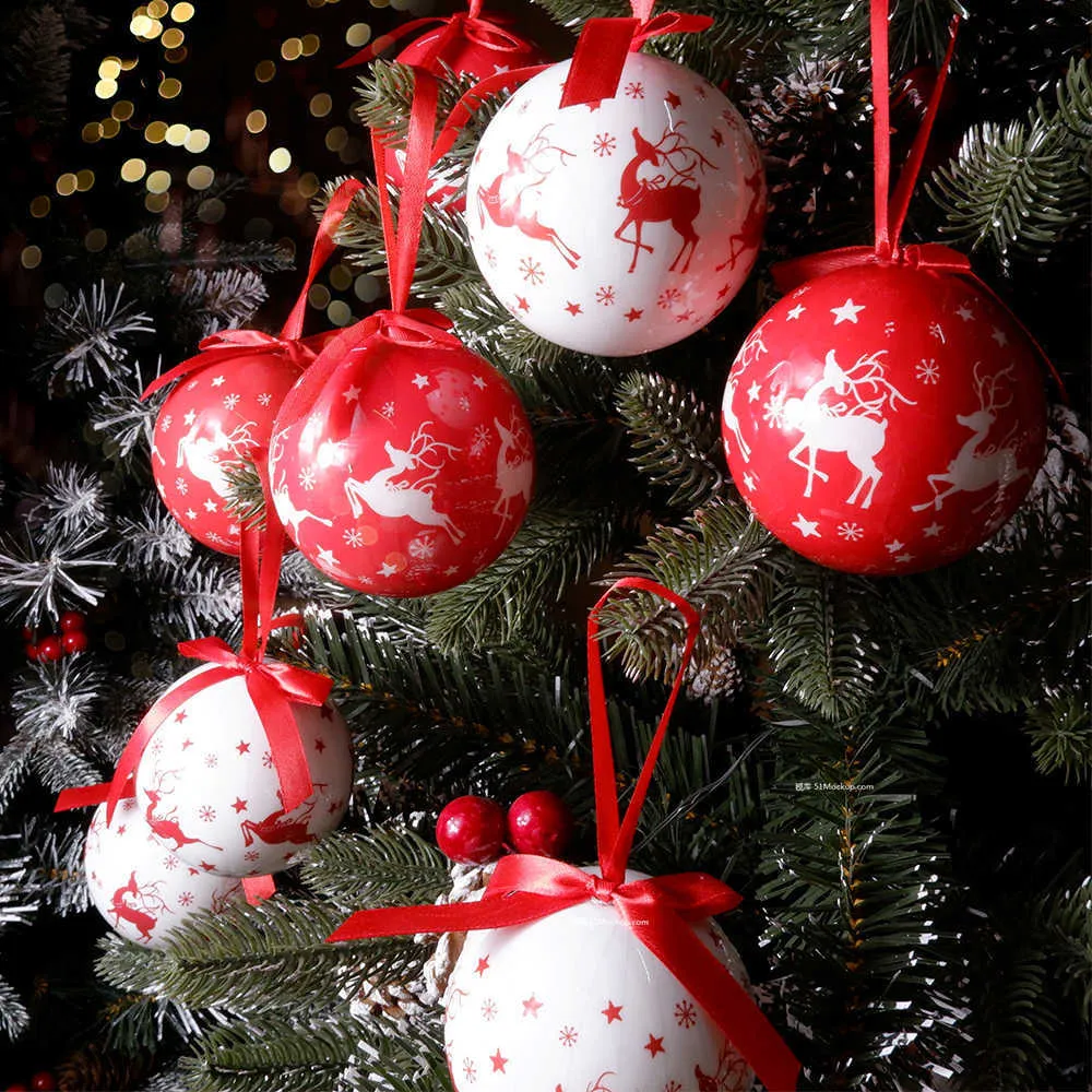 8 cm Albero di Natale Palle Set Decorazione Appeso Schiuma Palla Sfera Casa Festa Bagattella Pendenti Ornamenti Anno Navidad Decor 211018