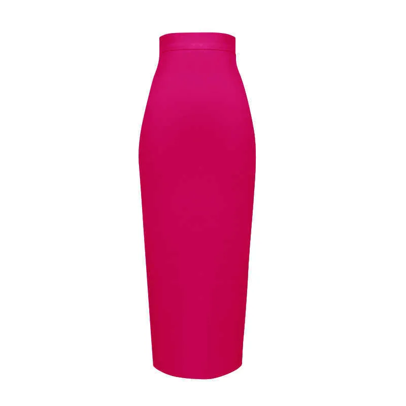 13 färger mode kvinnor sexig rosa gul bandage kjol elastisk elegant penna kjolar 78cm 210629