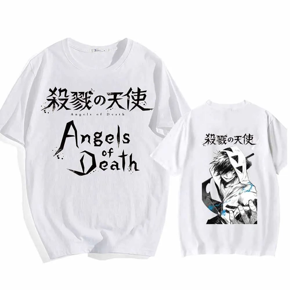 Angels of Death O-hals Mode Hip Hop Print Mode Losse en Fit Anime Wit T-shirt Y0809