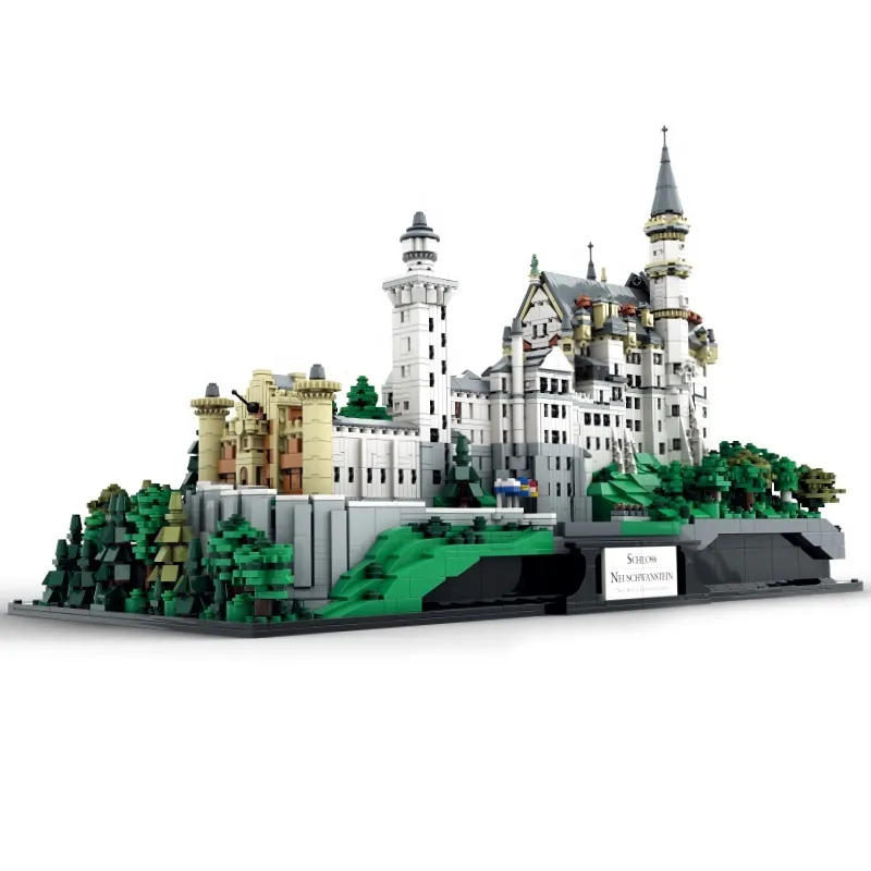 City Streetview Gery Neuschwanstein Castle Swan Stone Castle Blocks Building Bricks Model Christmas Toys1797624
