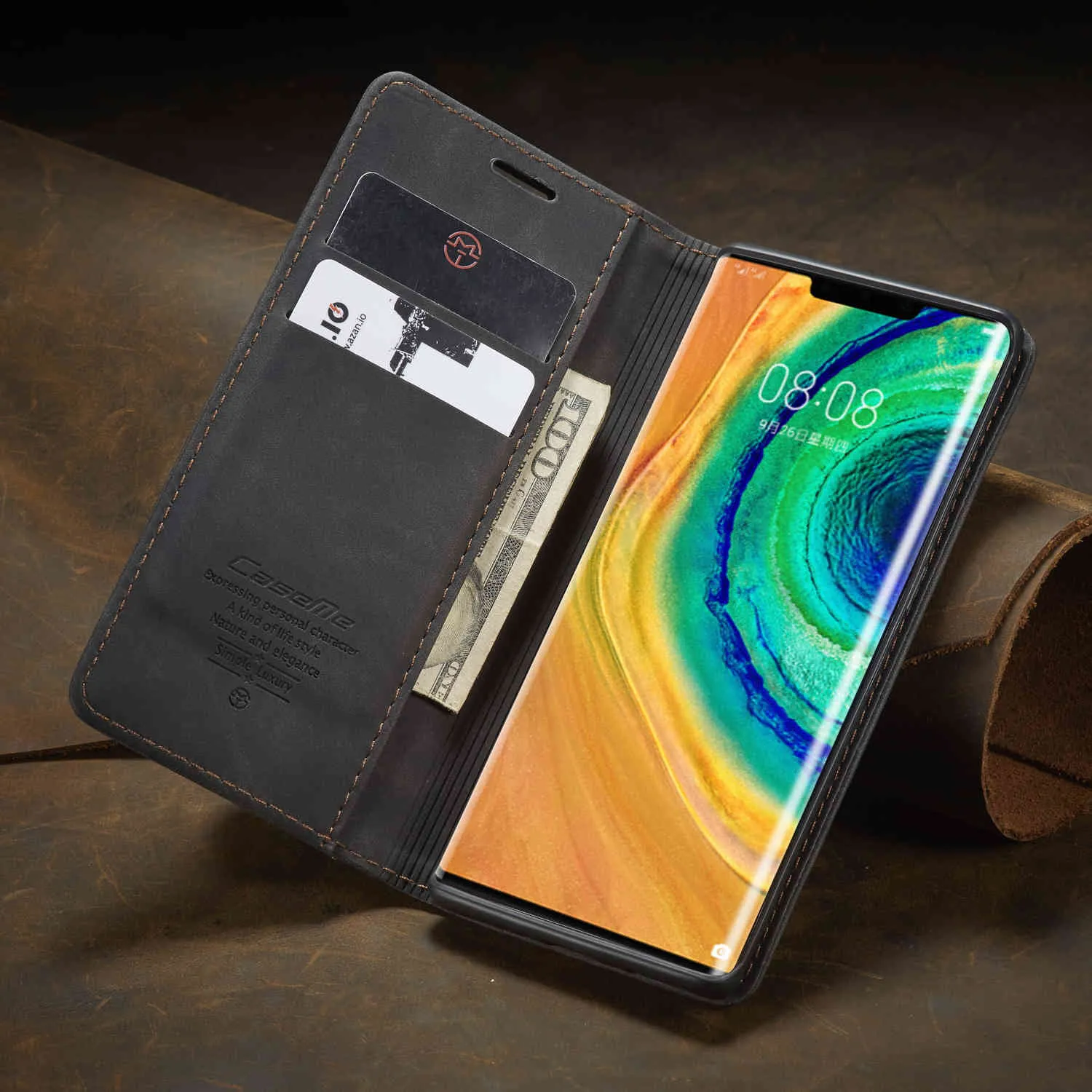 Étui de téléphone d'affaires de mode pour Huawei Mate30Pro étui de téléphone P30 Flip téléphone magnétique en cuir PU couverture de protection carte l'argent peut être chargé