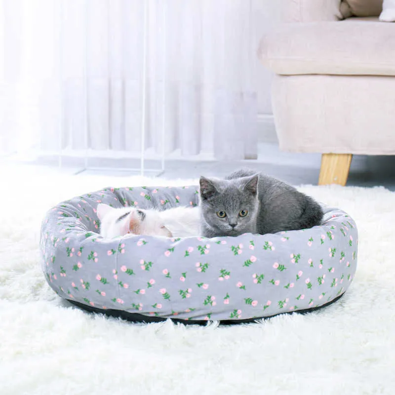 Acessórios para animais de estimação para dormir confortável cama bonito cama de gato cesta Mantenha a bandeja de esteira quente bens em casa coziness casual casa mascotas 210722