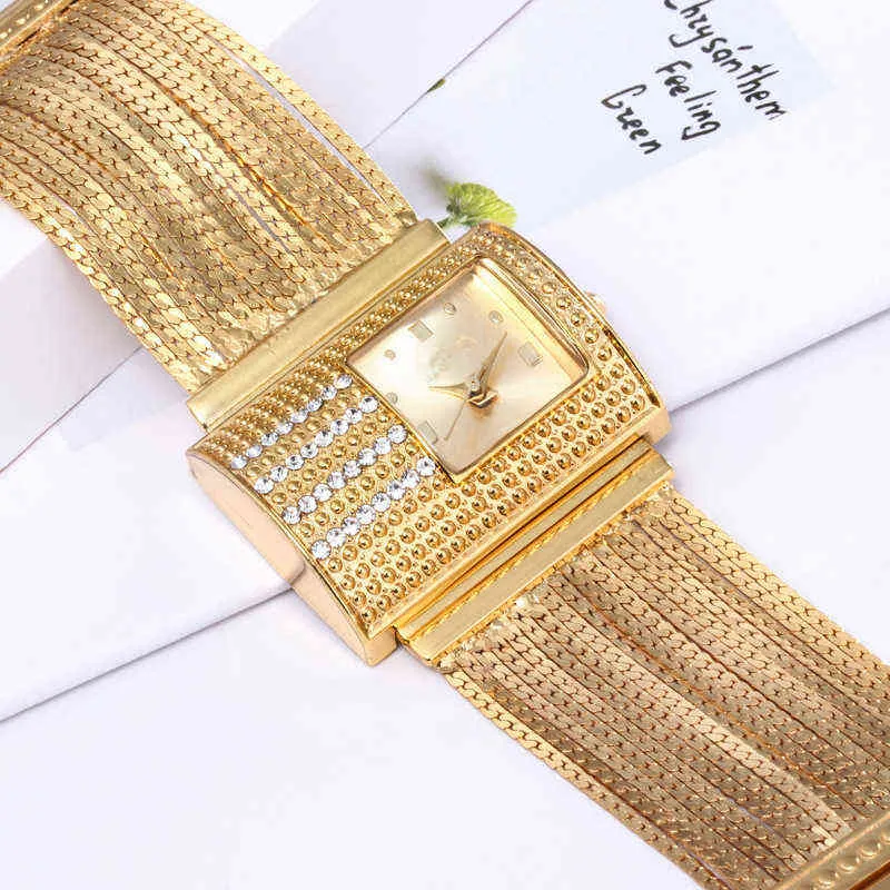 Créativité mode luxe dames montres-bracelets haut de gamme bracelet en acier doré étanche femmes Bracelet montre Zegarek Damski 22288O