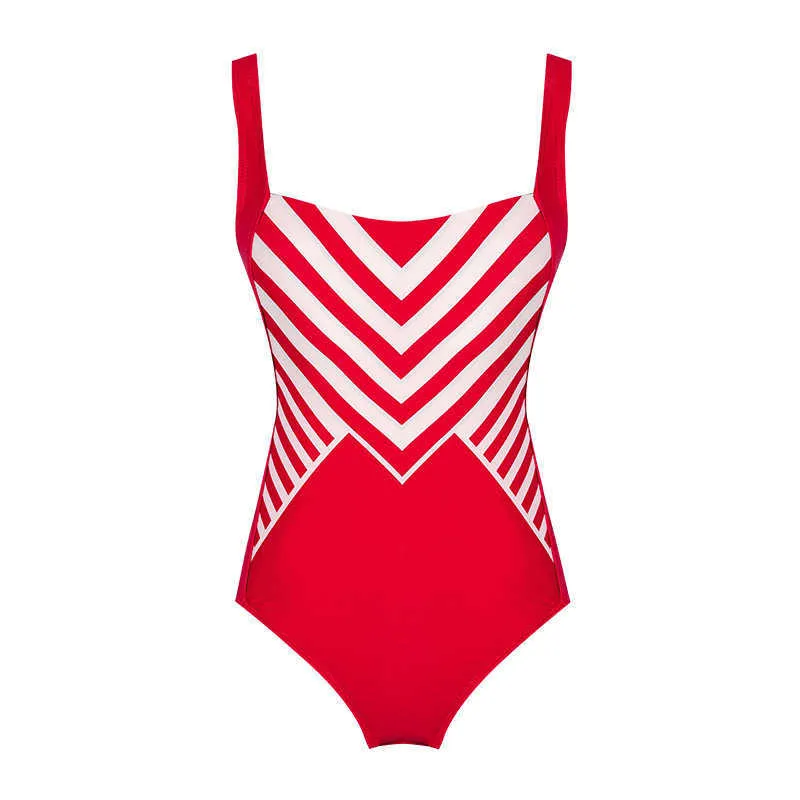 Streep badpak vrouwen vintage push up badmode vrouwelijke bodysuit sport zwemmen badpak monokini zomer strandkleding 210604