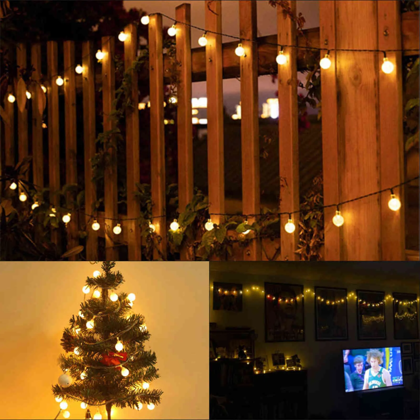 LED Ball Solar String Lights Fairy Garden Halloween Christmas Decoration for Home Outdoor Garland Waterproof Wedding Patio Light 211104