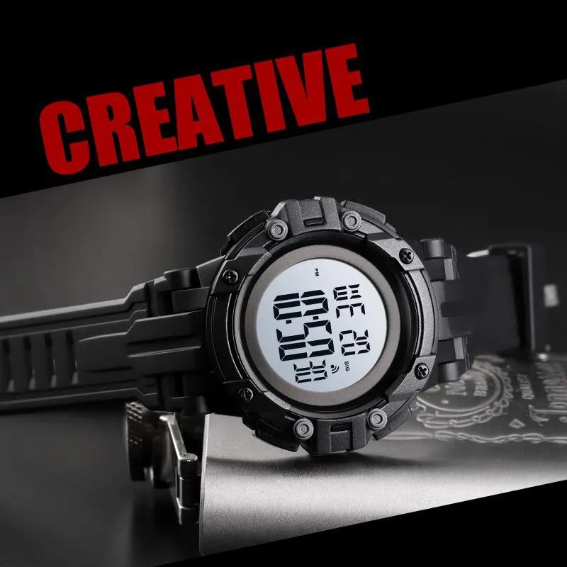Cyfrowe zegarki czarnych mężczyzn Lumoinous 50m Wodoodporne sportowe budzik szokowy budzik męski elektroniczny zegarek ELOJ HOMBRE 1545 WRIS242F