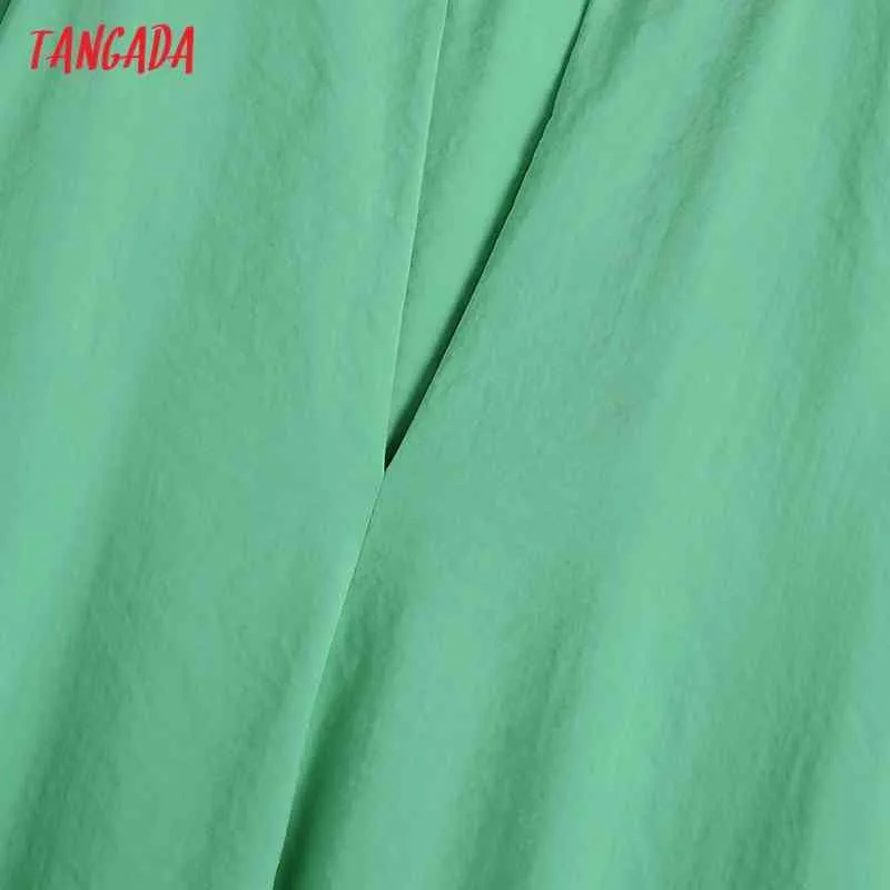 Moda mujer verde de gran tamaño con cuello en V manga larga oficina damas vestido midi be578 210416