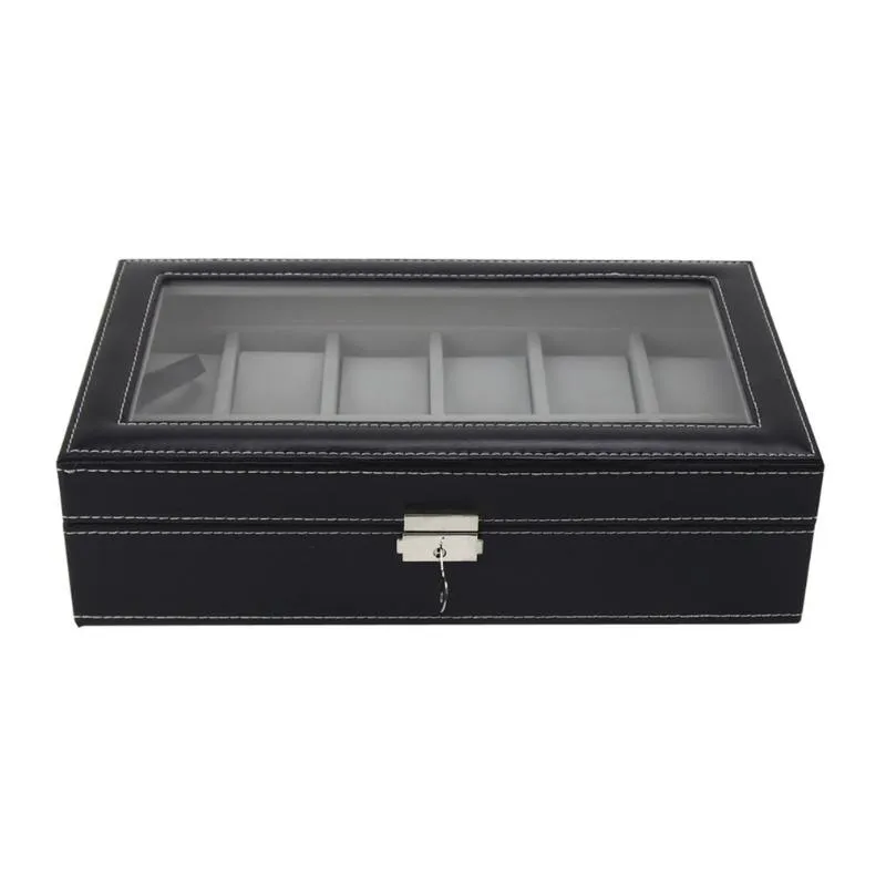 Cases de boîtes de montre 6 10 12 Slots Boîte de caisse de casse de chaîne Collier Collier Storage Organisateur Bijoux Affichage PU Certe en cuir SAAT TR246Y