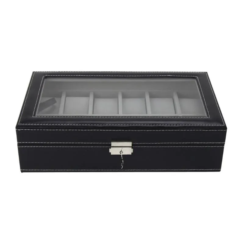 Watch Boxes & Cases 6 10 12 Slots Box Case Rings Chain Necklace Holder Storage Organizer Jewelry Display PU Leather Casket Saat Tr256E