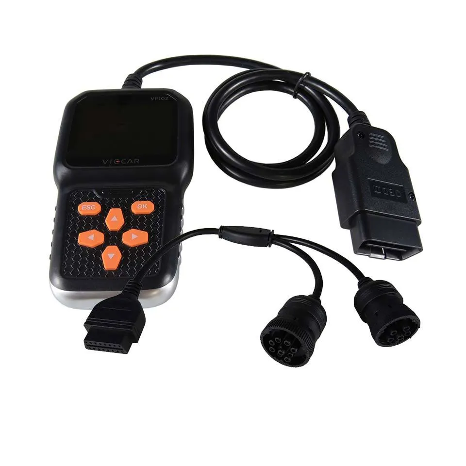 Camiões resistentes OBD2 Ferramentas de diagnóstico VP102 VP102 VI2V / 24V para J1939 J1587 J1708 Scania Truck OBD 2 Code Reader Ferramenta