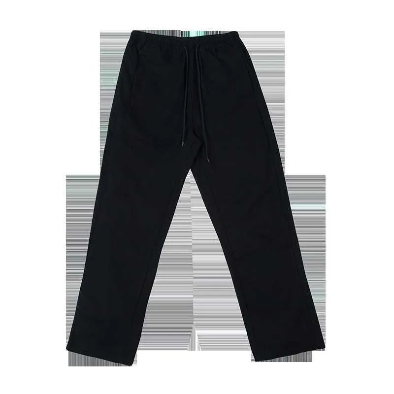 Côté à lacets taille élastique pantalon décontracté hommes haute rue surdimensionné noir Vibe pantalon de survêtement Harajuku ample Hip Hop pantalon masculin P0811