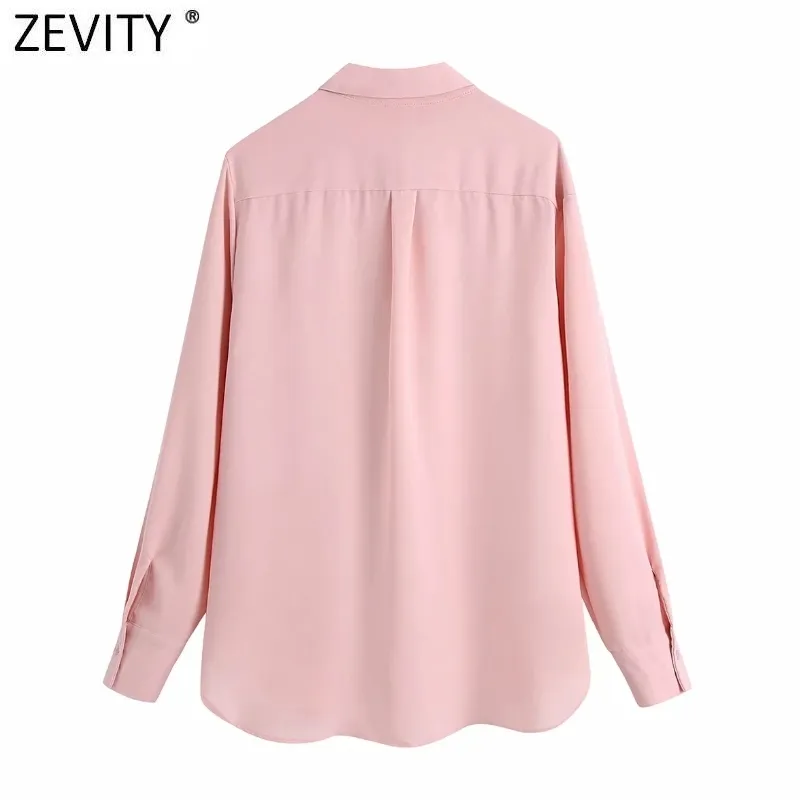 Kobiety Vintage Podwójne Kieszenie Patch Casual Smock Bluzka Kobieta Z Długim Rękawem Pojedyncze Koszulki Koszulki Chic Koszulki Topy LS9257 210420